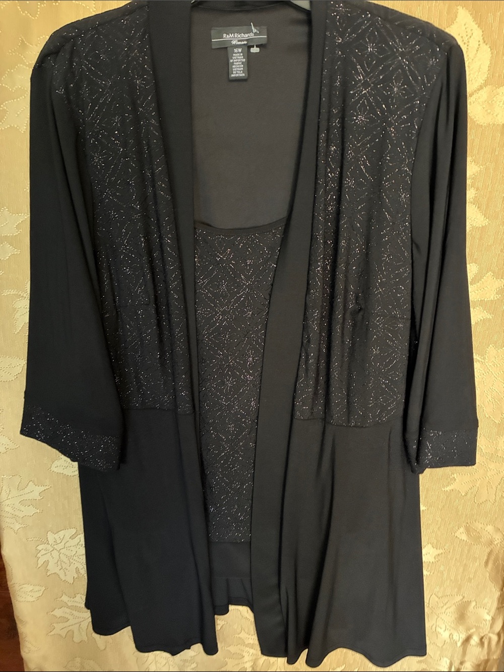 R&M Richards Black Sparkle 3-Piece formal semi formal Ensemble